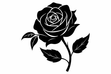 Obraz premium rose flowers silhouettes Vector set, set of decorative rose with leaves 