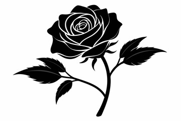 rose flowers silhouettes Vector set, set of decorative rose with leaves	
