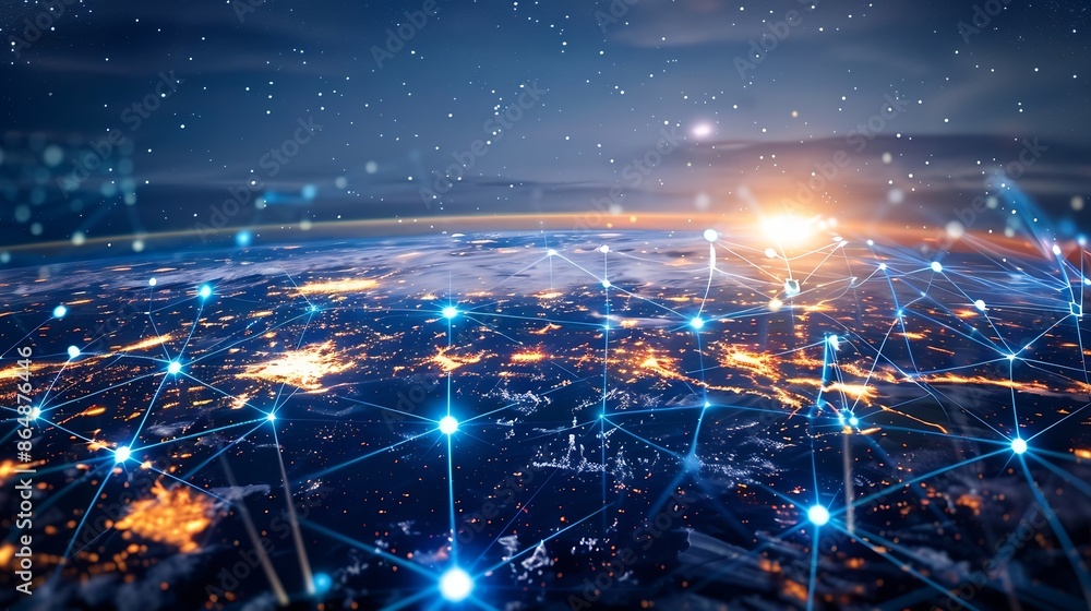 Leinwandbilder digital technology iot internet of things global internet network and social media communication for