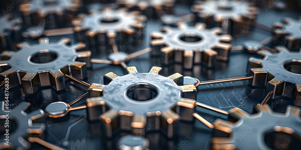 Poster visual representation of interconnected cogs depicting operational excellence. concept operational e