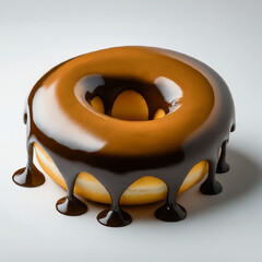 Tasty Donut, dessert with coffee glossy glaze, on white background.