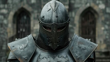 Mysterious medieval knight in armor