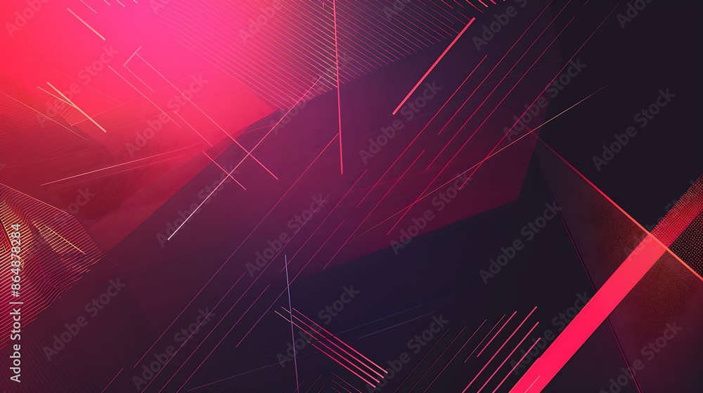 Leinwandbilder black pink red modern abstract background geometric shape viva magenta color 2023 triangles lines st