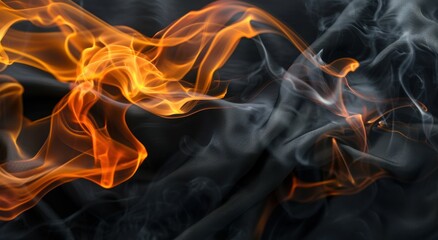 Fototapeta premium Fiery Smoke Swirls Against Dark Background