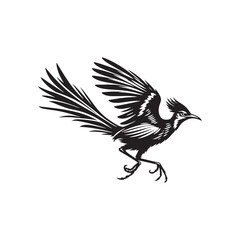Roadrunner Bird Vector - Roadrunner Bird Silhouette - Minimalist Roadrunner Bird design.