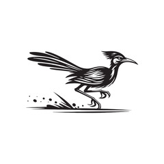 Roadrunner Bird Vector - Roadrunner Bird Silhouette - Minimalist Roadrunner Bird design.