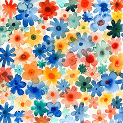 watercolor flower and leaves seamless pattern,pattern for beauty products,colorful floral watercolor seamless pattern,generative ai