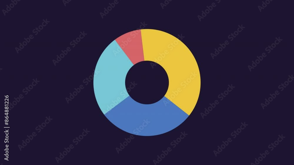 Poster pie chart animation. infographic diagram animated element. spinning circle, slicing. statistical too