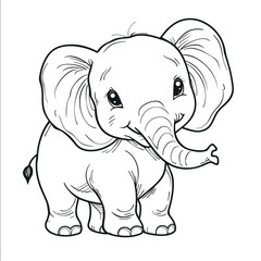 Obraz premium Cartoon elephant, outlined for coloring, on a white background.