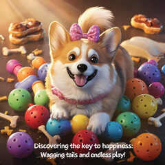 Illustration of a happy Corgi with big smile