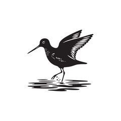 Sandpiper Bird Silhouette - Sandpiper Bird Vector - Minimalist Bird Design.