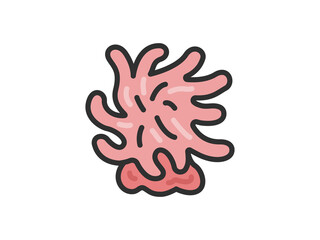 イソギンチャクのアイコン（線画カラー）のイラスト