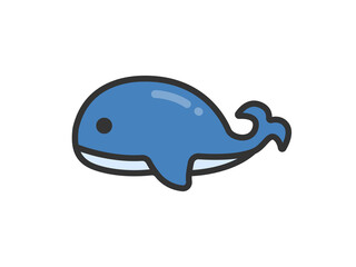 クジラのアイコン（線画カラー）のイラスト