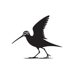 Minimalist Snipe Bird Design -  Snipe Bird Vector Silhouette - Snipe Bird Illustration.