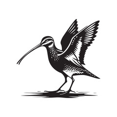Minimalist Snipe Bird Design -  Snipe Bird Vector Silhouette - Snipe Bird Illustration.