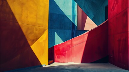 Naklejka premium Bright retro wall, colorful building interior