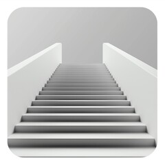Fototapeta premium A 3D icon of a staircase leading upwards, representing progress and success. The realistic perspective and clean design convey a sense of advancement and achievement.