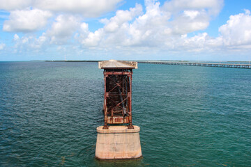 wooden bridge over the ocean, Key west, Florida