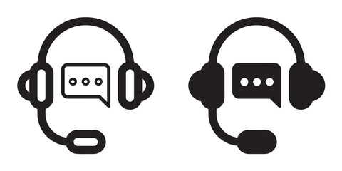 Customer service editable stroke and solid web icon set. Support chat icon. Customer service icon vector illustration.