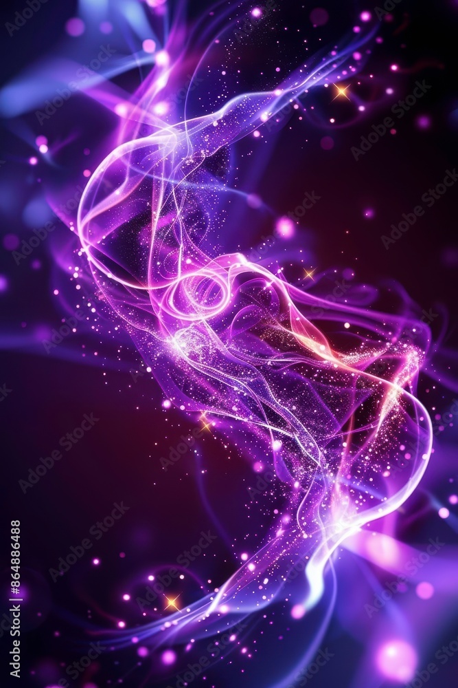 Poster vibrant abstract background with swirling purple and pink lights, creating a mesmerizing and dynamic