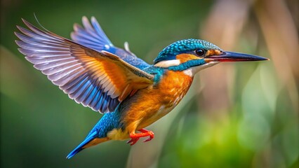 Fototapeta premium Colorful beautiful Kingfisher The Dazzling Fisher of the Streams 