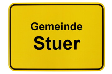 Illustration eines Ortsschildes der Gemeinde Stuer in Mecklenburg-Vorpommern