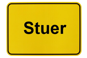 Illustration eines Ortsschildes der Gemeinde Stuer in Mecklenburg-Vorpommern