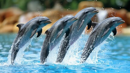 Obraz premium Dolphins are swimming in the ocean