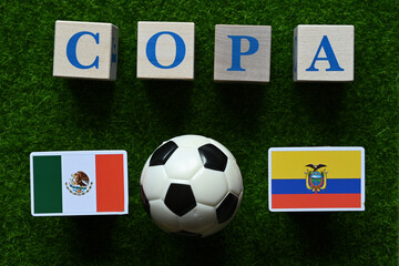 Flags of the participating teams of the America's Cup Soccer Group B. Mexico and Ecuador. Copa America 2024