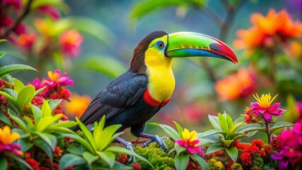 Fototapeta premium Keel billed Toucan Tropical Paintbrush bird