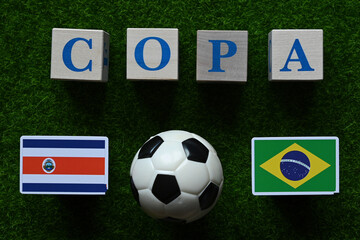 Obraz premium Flags of the participating teams of the America's Cup Soccer Group D. Brazil and Costa Rica. Copa America 2024