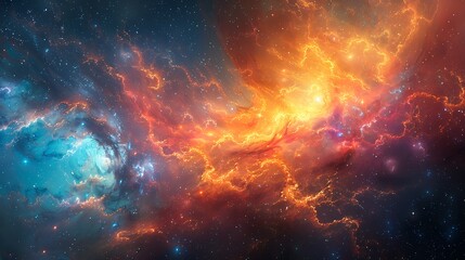 Naklejka premium A 16:9 modern art mural of cosmic dreamscape, abstract outer space with swirling galaxies and stars.