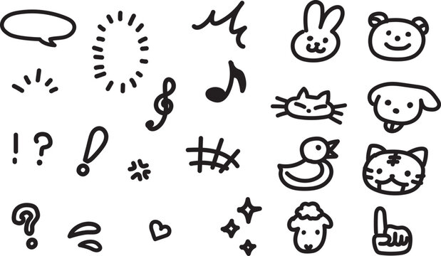 ゆるくてかわいい落書きイラストセット