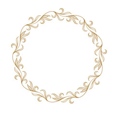 Intricate gold floral circular vector frame, perfect for invitations, wedding cards, and elegant decorations.