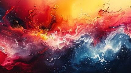 Fototapeta premium A modern art mural of abstract watercolor splash, large expressive splashes of watercolor in various hues, 16:9 ratio.
