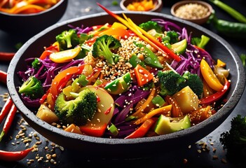 vibrant stir fry delight sesame seeds, cooking, recipe, asian, vegetables, healthy, quick, easy, flavorful, dinner, wok, sauce, pan, dish, tasty