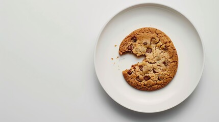 A minimalist shot featuring a single, perfectly baked croissant on a white plate, set on a clean surface with ample copy space