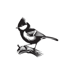 Titmouse Bird Vector - Titmouse Bird Silhouette - Minimalist Titmouse Bird Design.