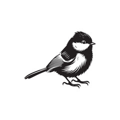 Titmouse Bird Vector - Titmouse Bird Silhouette - Minimalist Titmouse Bird Design.