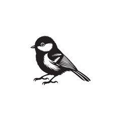 Titmouse Bird Vector - Titmouse Bird Silhouette - Minimalist Titmouse Bird Design.