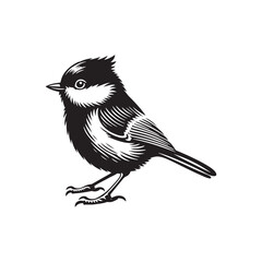 Titmouse Bird Vector - Titmouse Bird Silhouette - Minimalist Titmouse Bird Design.