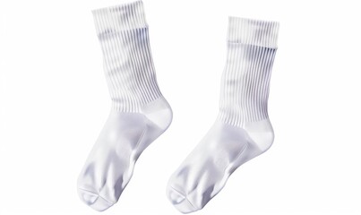 White socks isolated on a white background, in a top view. Ankle cotton socks for man, woman or kids in the style of sporty soccer 