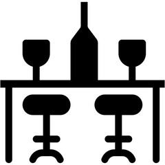 Vector Icon Bar Counter, Cafe, Coffee, Seat, Counter, Bar