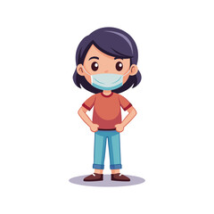 Attitude girl vector on mask with face