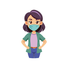 Attitude girl vector on mask with face