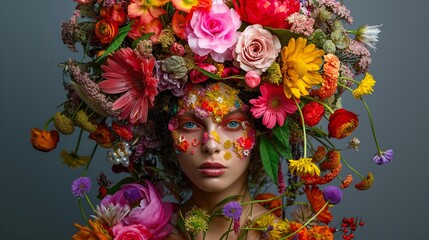 Woman Composed of Various Kinds of Flowers