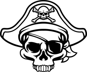 Pirate Hat Skull and Crossbones Cartoon