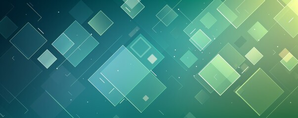 Abstract geometric background with green and blue squares and rectangles