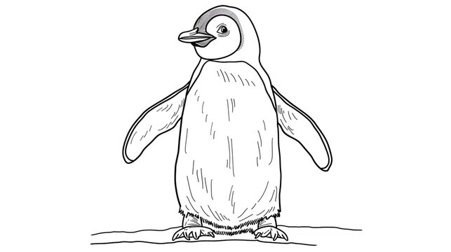recommend clip art: Cartoon penguin, outlined for coloring.