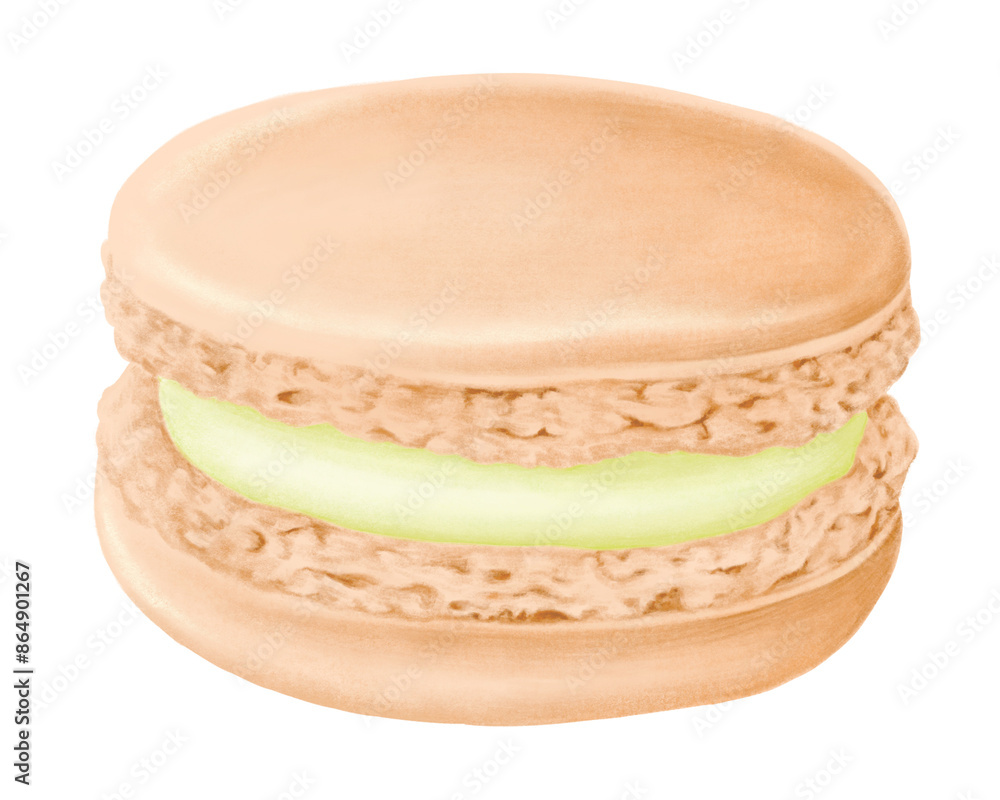 Poster Realistic macaron png sticker, hand drawn illustration, transparent background